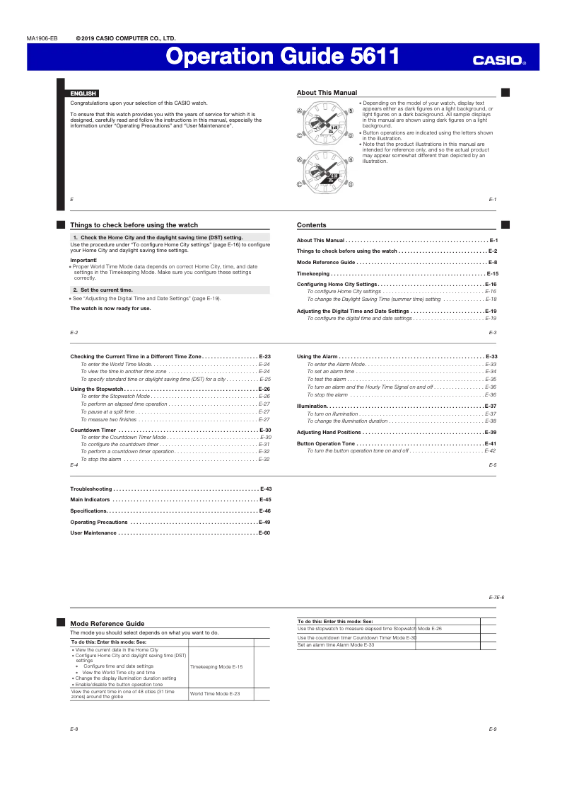 Page 1 de la notice Manuel utilisateur Casio G-Shock GA-2110SU-9AER