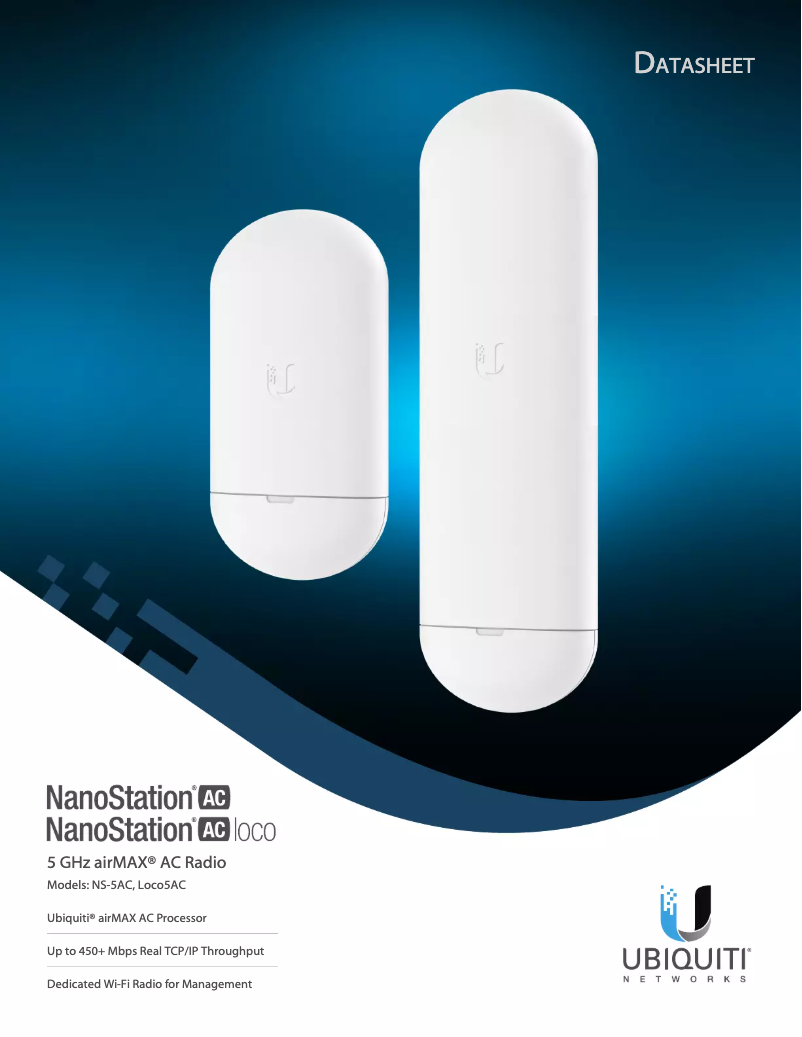 Page 1 de la notice Manuel utilisateur Ubiquiti Networks NanoStation 5AC Loco