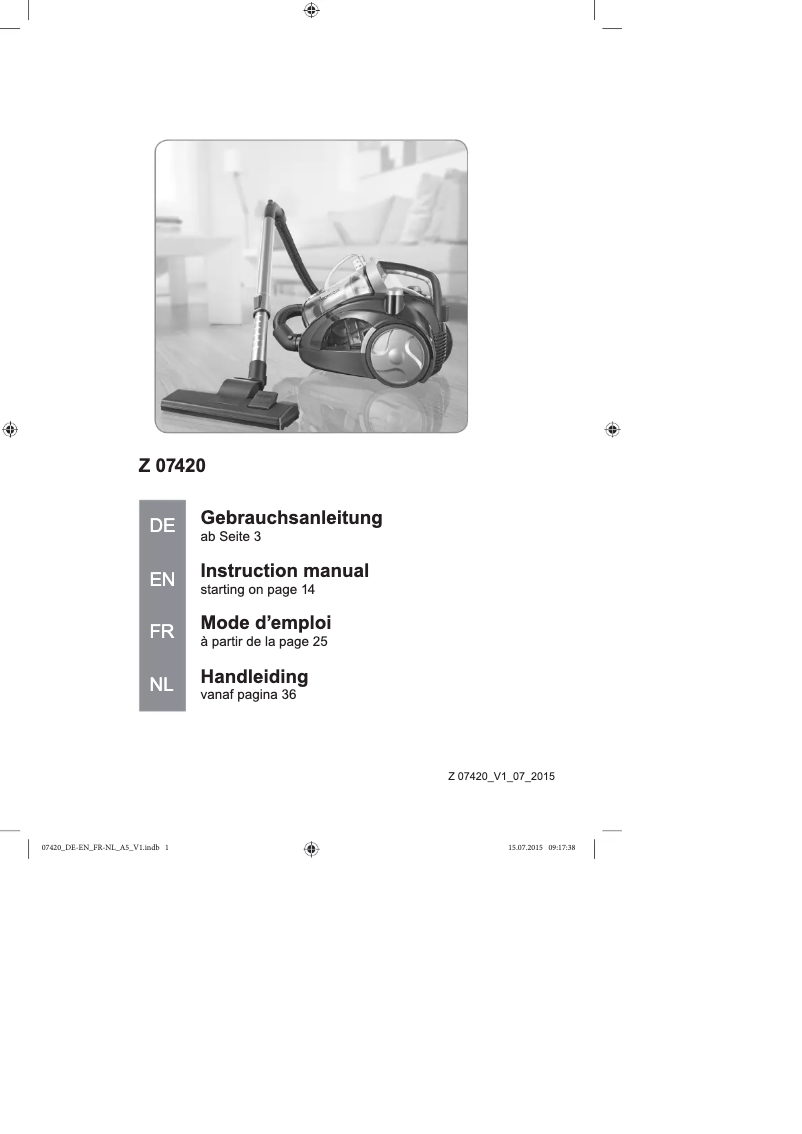 Página 1 del manual Manual de usuario Cleanmaxx Z 07420
