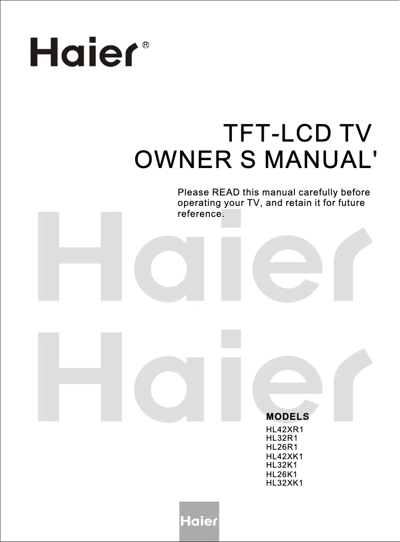 Page 1 de la notice Manuel utilisateur Haier HL42XR1