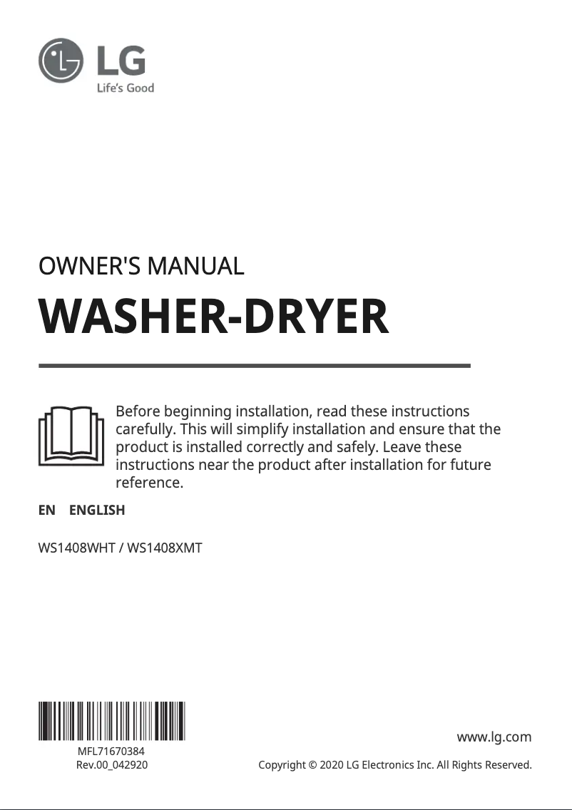 Página 1 del manual Manual de usuario LG WS1408XMT