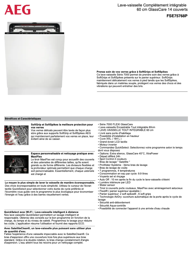 Page n°1 - Fiche technique AEG FSE75768P