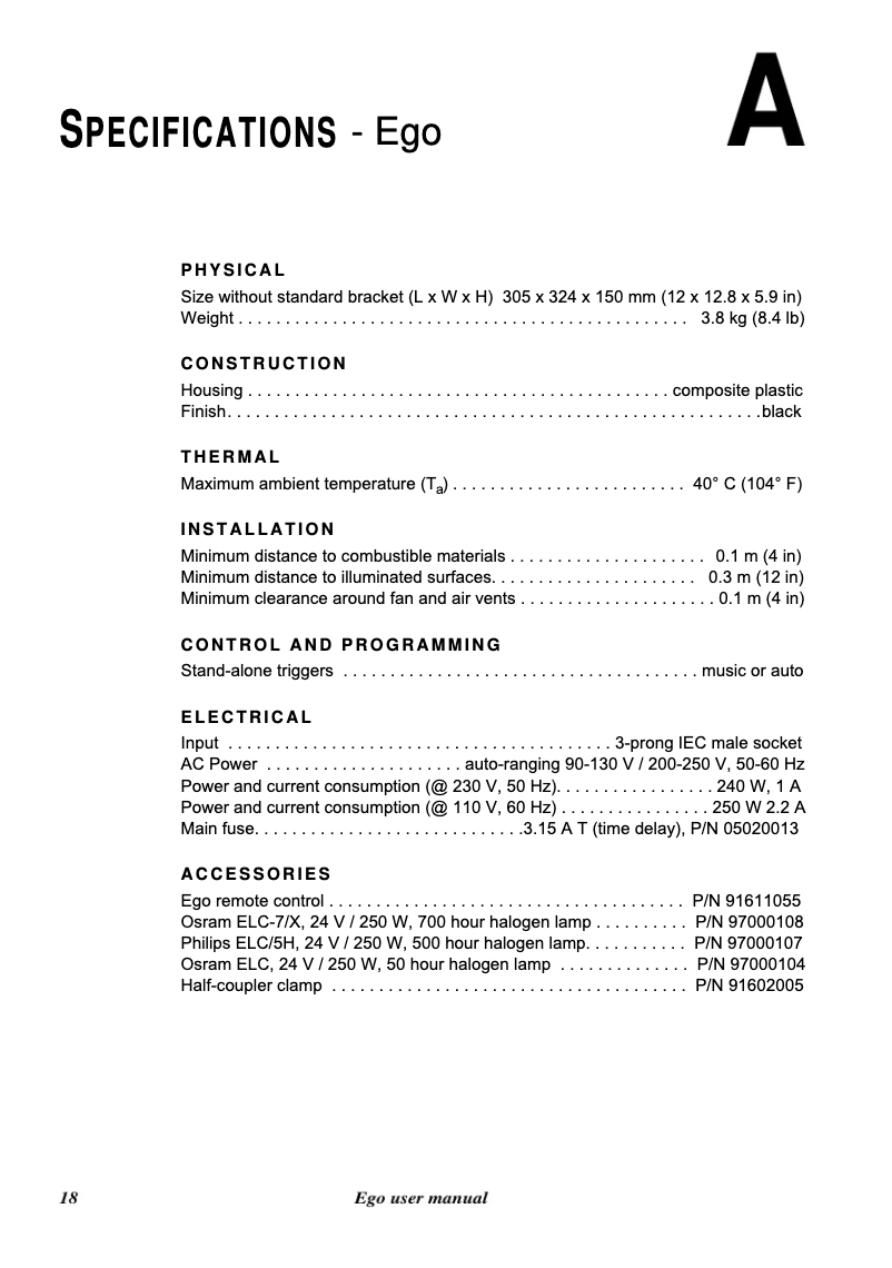 Page 1 de la notice Fiche technique Martin Ego 02