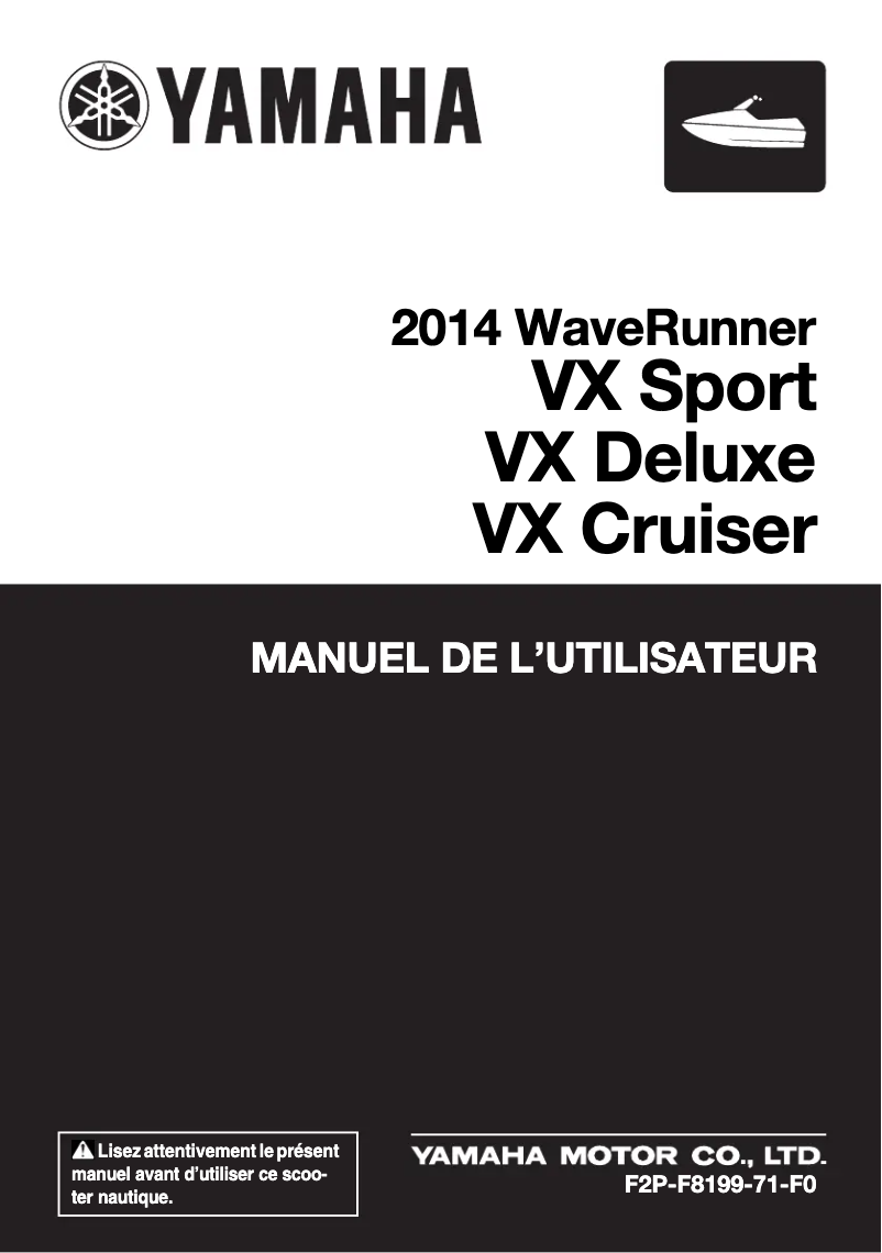 Page 1 de la notice Manuel utilisateur Yamaha WaveRunner VX Deluxe (2014)