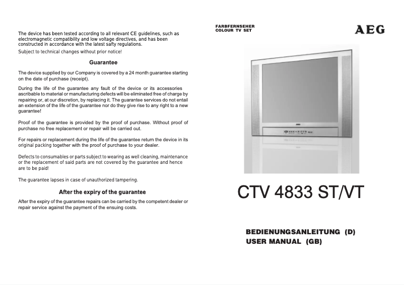 Página 1 del manual Manual de usuario AEG CTV 4835