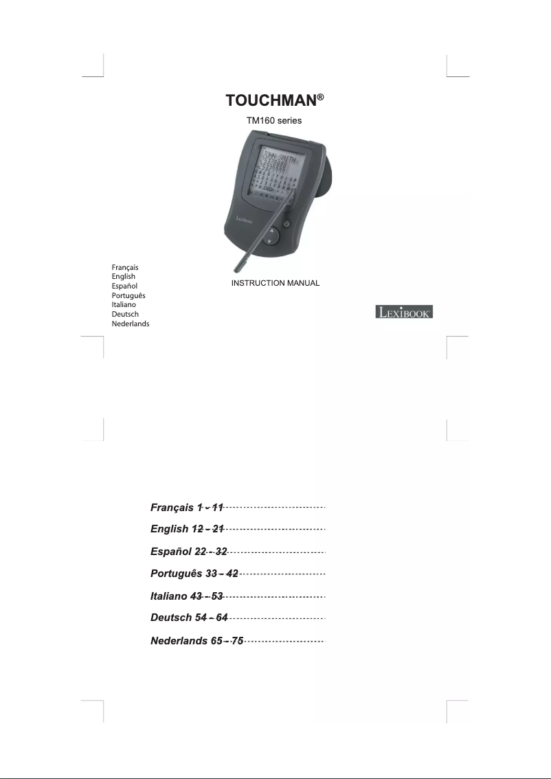 Page 1 de la notice Manuel utilisateur Lexibook Touchman TM160