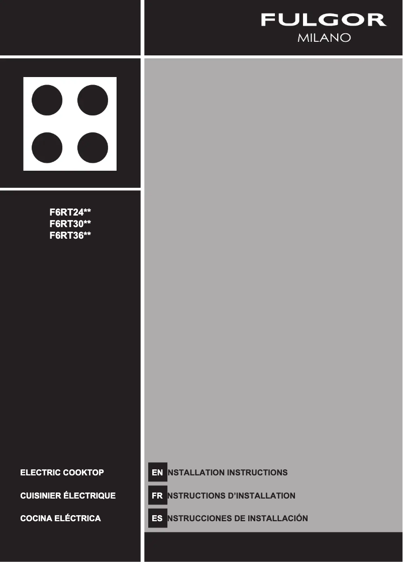 Page 1 de la notice Guide d'installation Fulgor Milano F6RT30S2