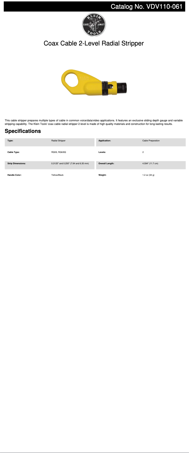 Imagen de la primera página del manual del dispositivo VDV110-061