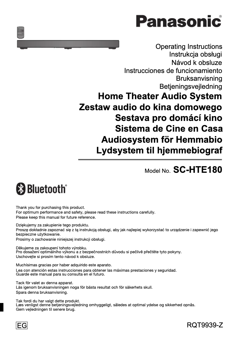 Image de la première page du manuel de l'appareil SC-HTE180