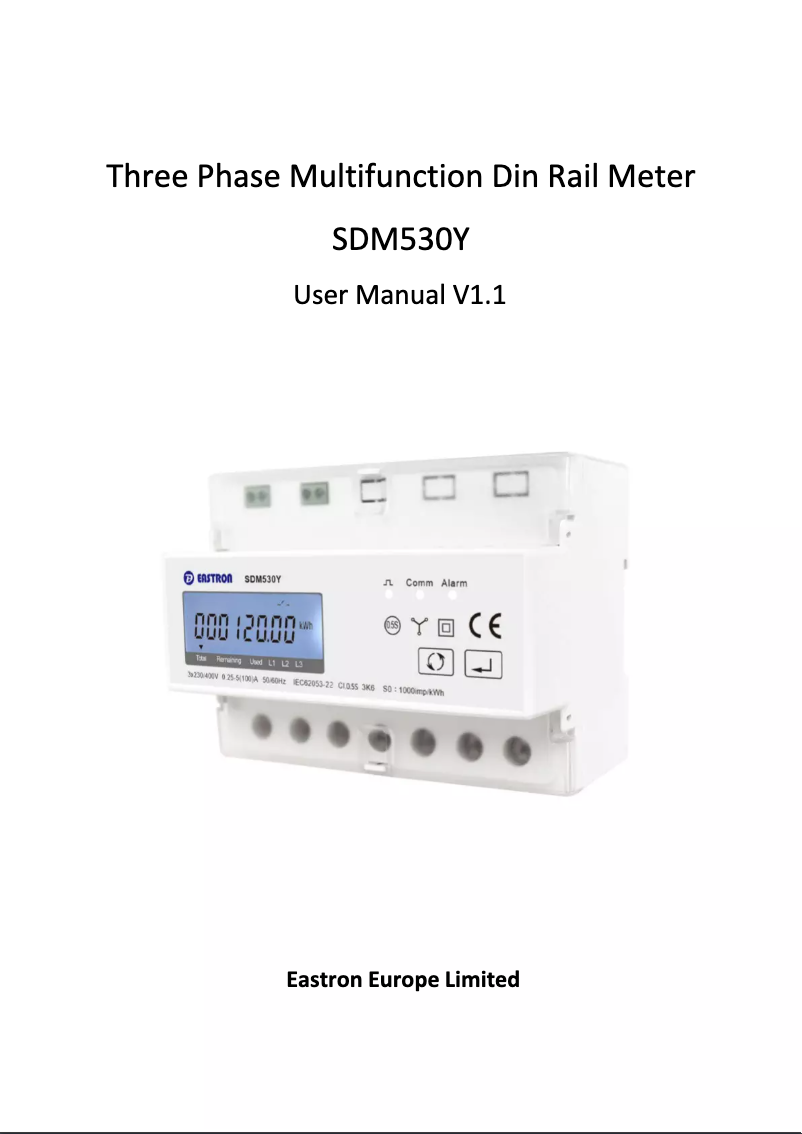 Page 1 de la notice Manuel utilisateur Eastron SDM530Y
