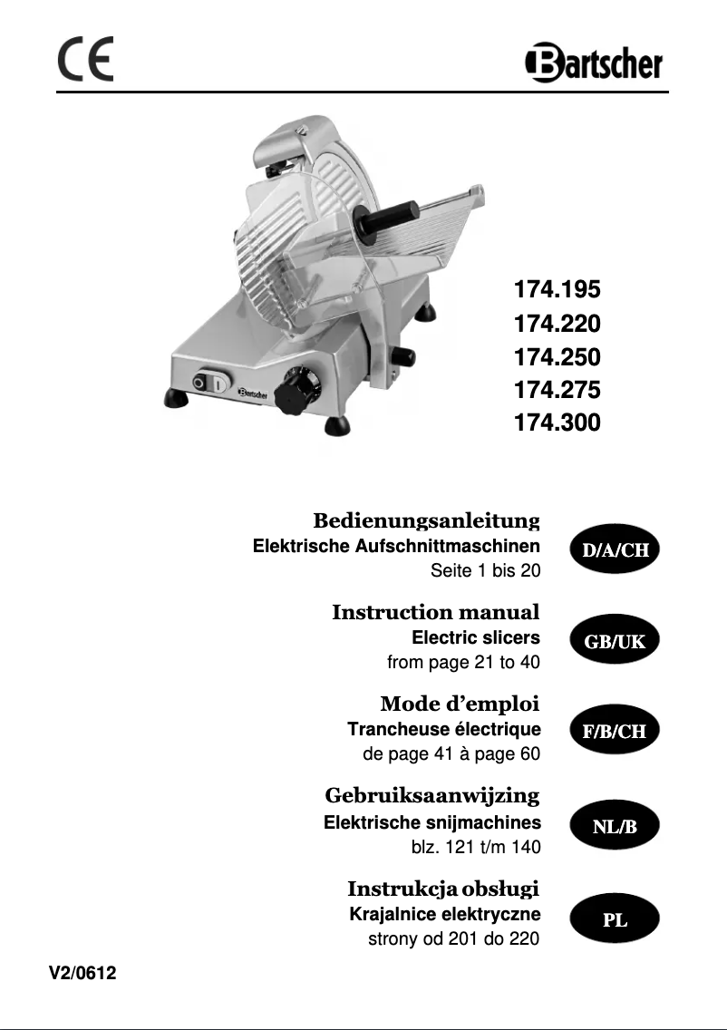 Page n°1 - Manuel utilisateur Bartscher 275