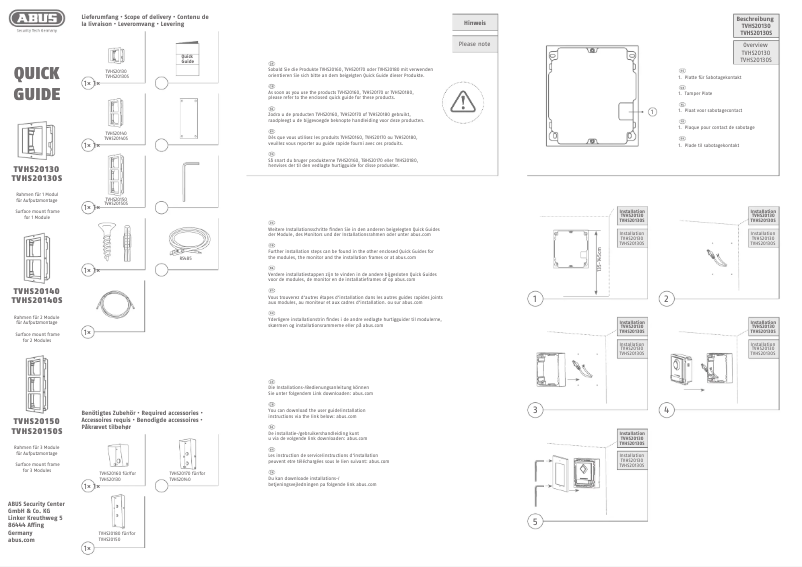 Page 1 de la notice Manuel utilisateur Abus TVHS20130