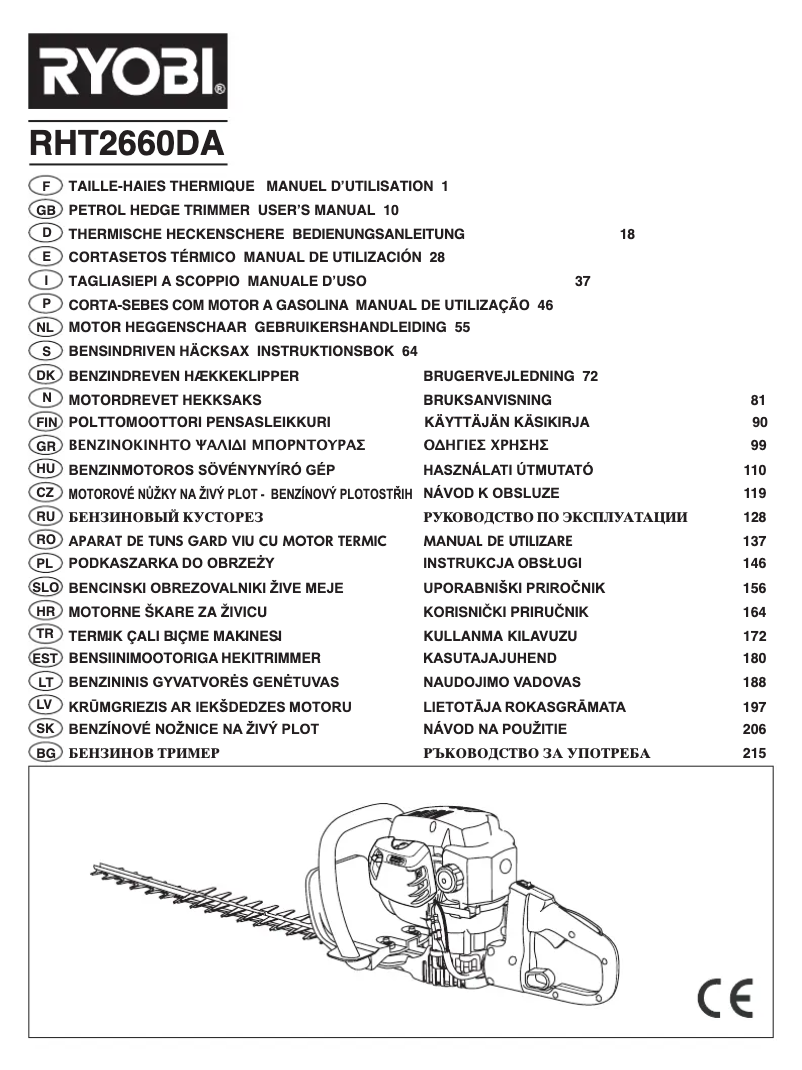 Page 1 de la notice Manuel utilisateur RYOBI RHT2660DA
