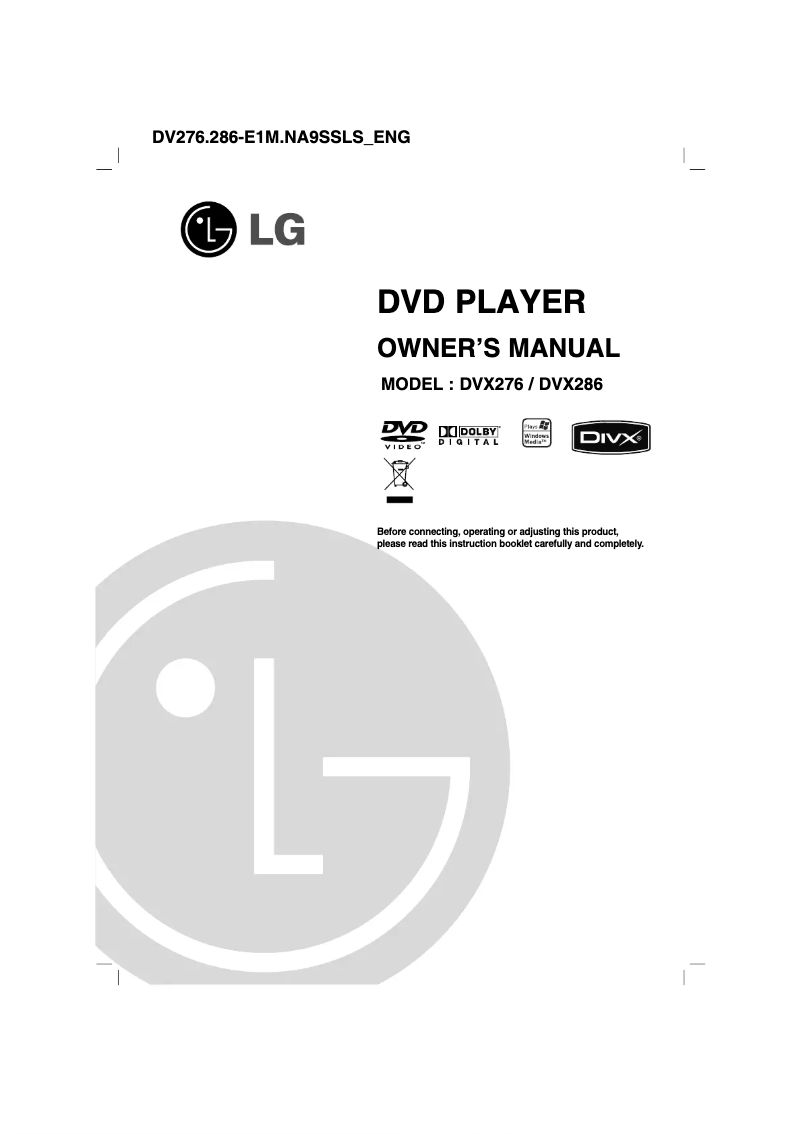 Image de la première page du manuel de l'appareil DV286