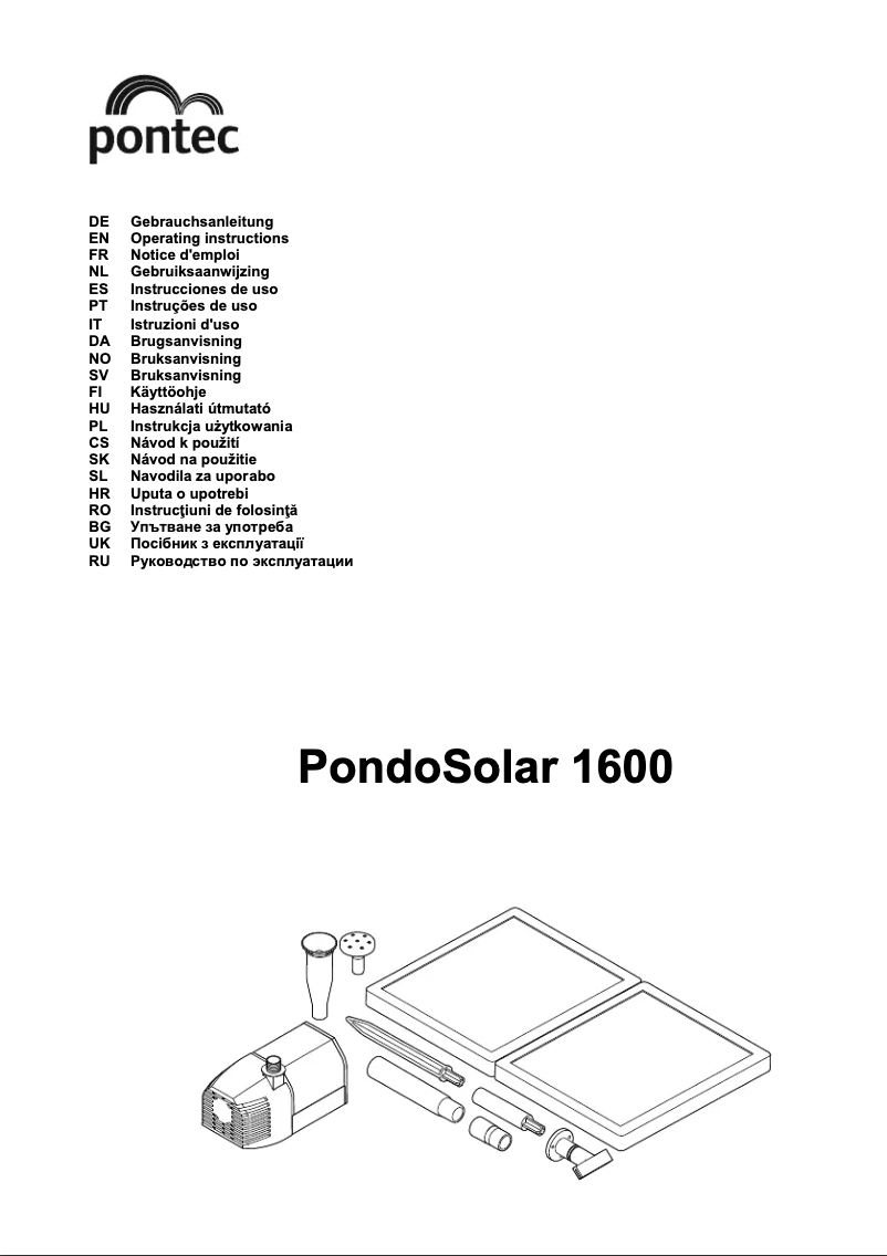 Page n°1 - Manuel utilisateur Pontec PondoSolar 1600