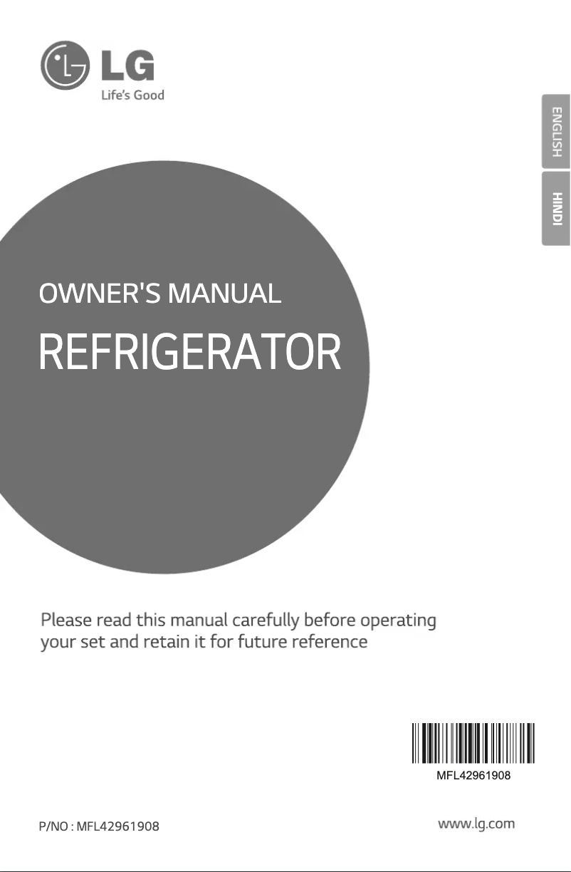 Page 1 de la notice Manuel utilisateur LG GL-B195RRLQ