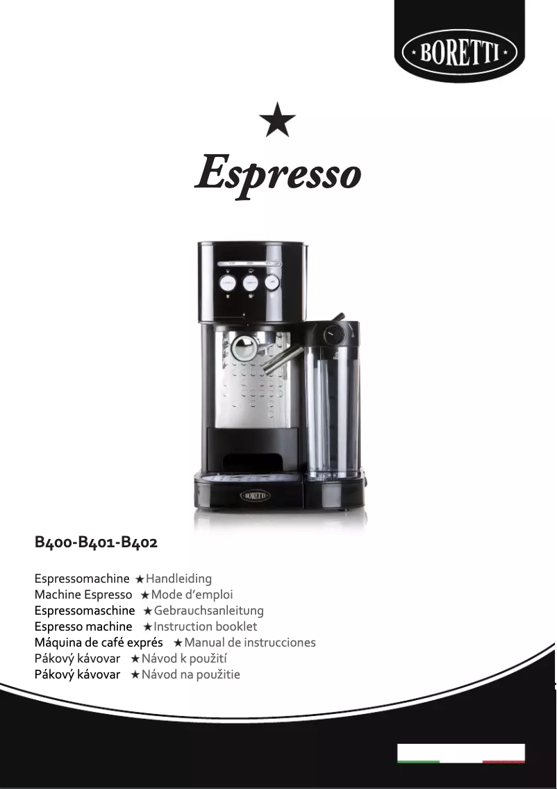 Image de la première page du manuel de l'appareil Espresso B401