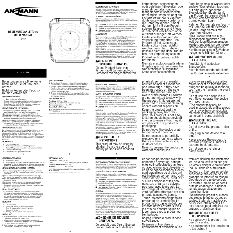 Page 1 de la notice Manuel utilisateur Ansmann AES7