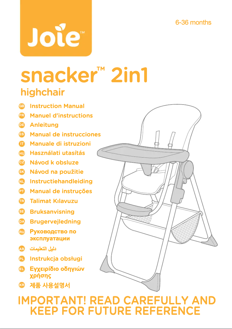 Page 1 de la notice Manuel utilisateur Joie Snacker 2In1