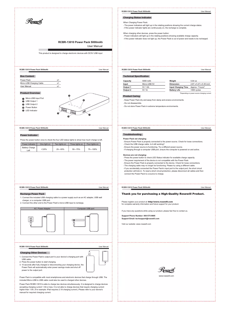 Page n°1 - Manuel utilisateur Rosewill RCBR-13010