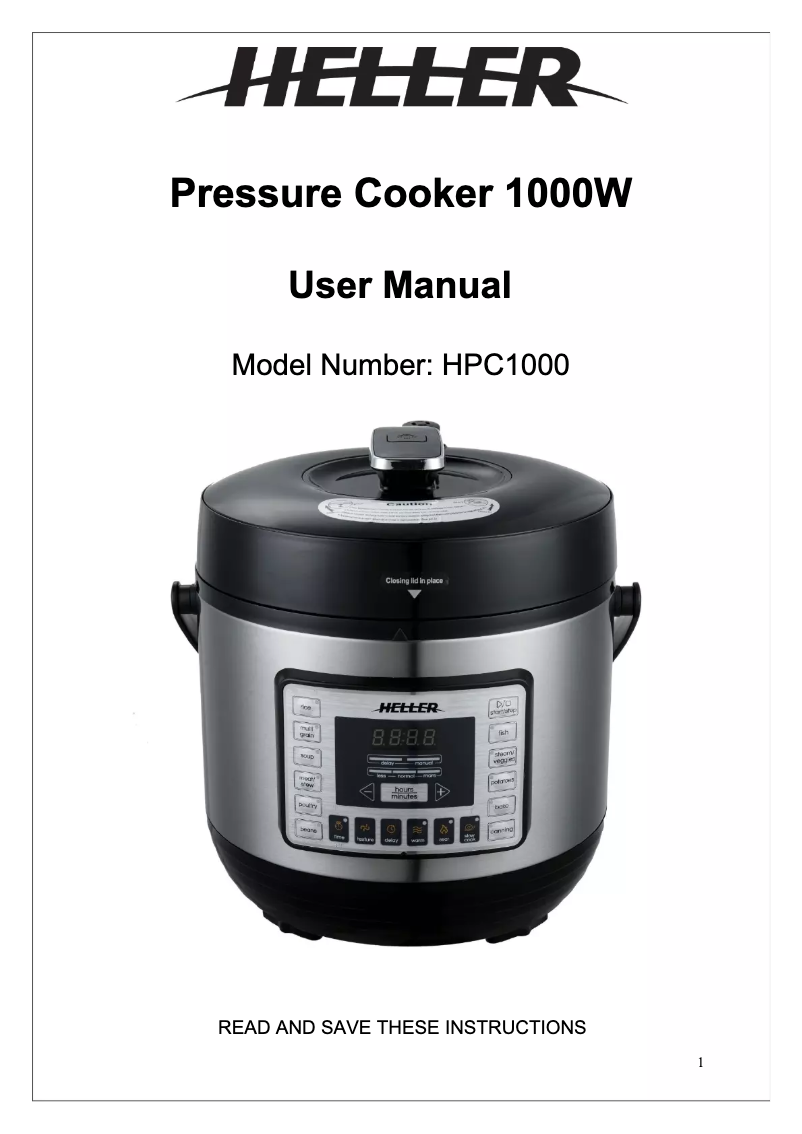 Page n°1 - Manuel utilisateur Heller HPC1000