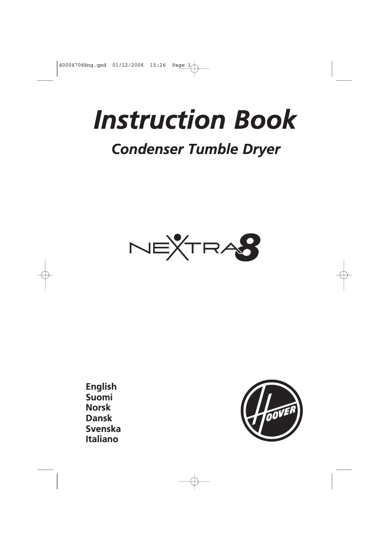 Page n°1 - Manuel utilisateur Hoover HNC 480-SY