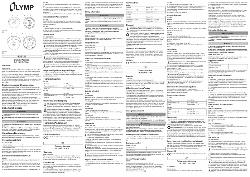 Page 1 de la notice Manuel utilisateur Olymp DC 500