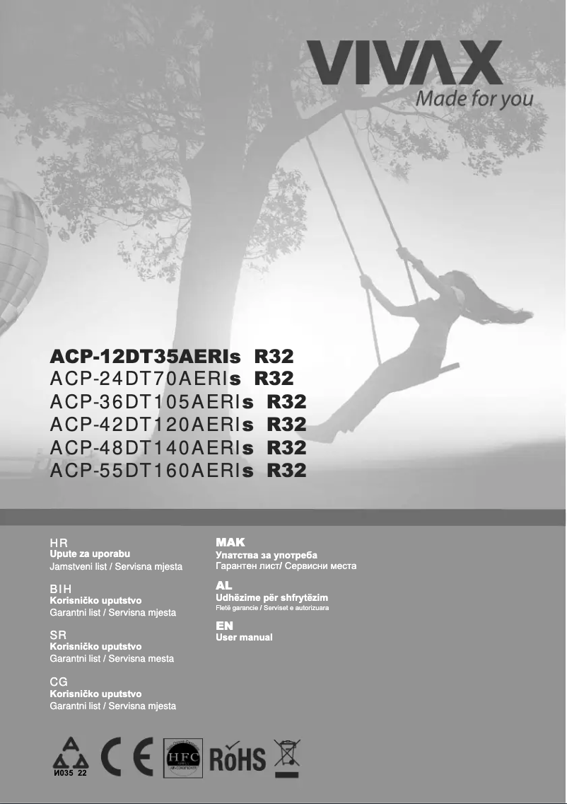 Page 1 de la notice Manuel utilisateur Vivax ACP-12DT35AERI/I3