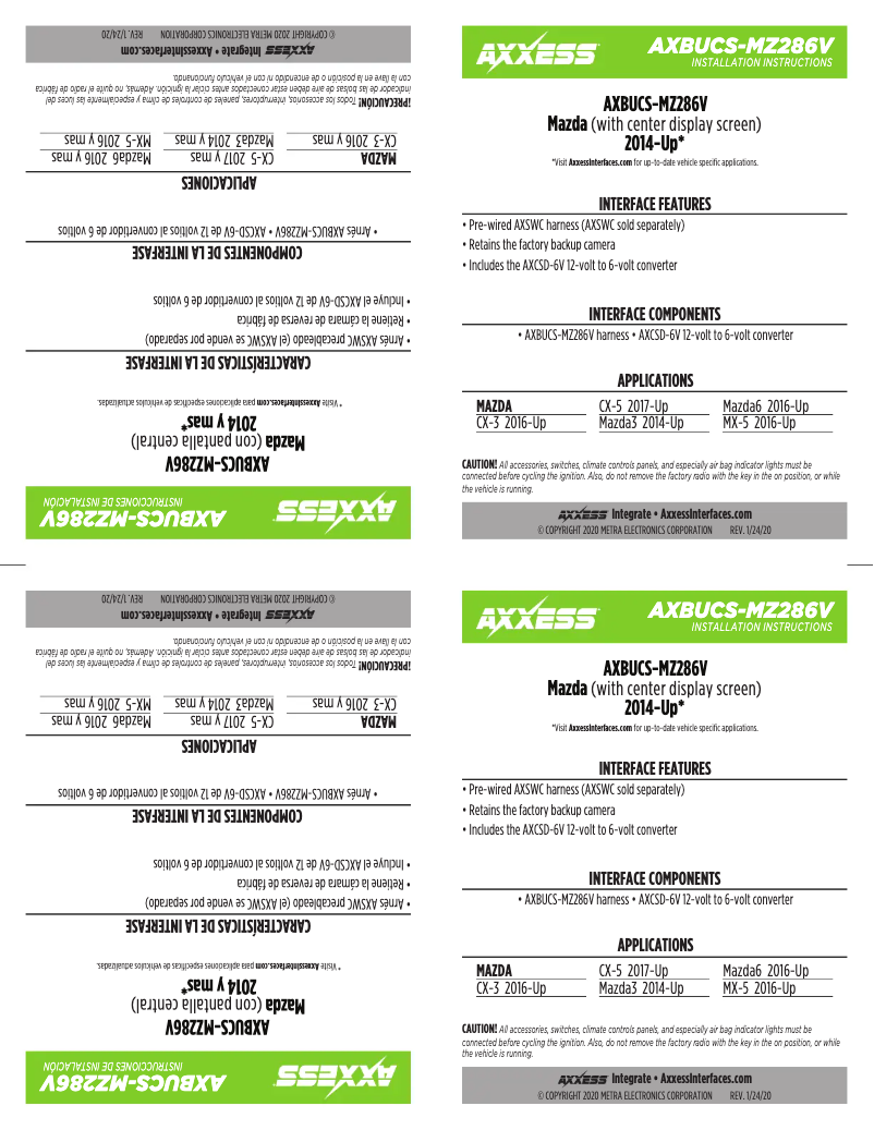 Page 1 de la notice Manuel utilisateur AXESS AXBUCS-MZ286V