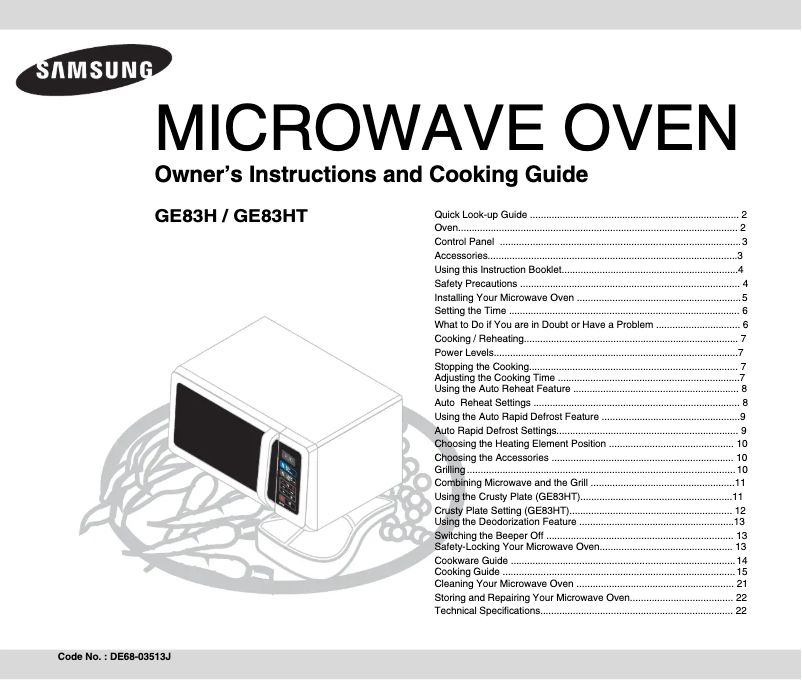 Image de la première page du manuel de l'appareil GE83HT