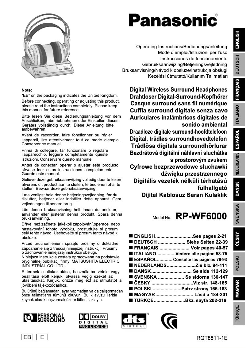 Page n°1 - Manuel utilisateur Panasonic RP-WF6000