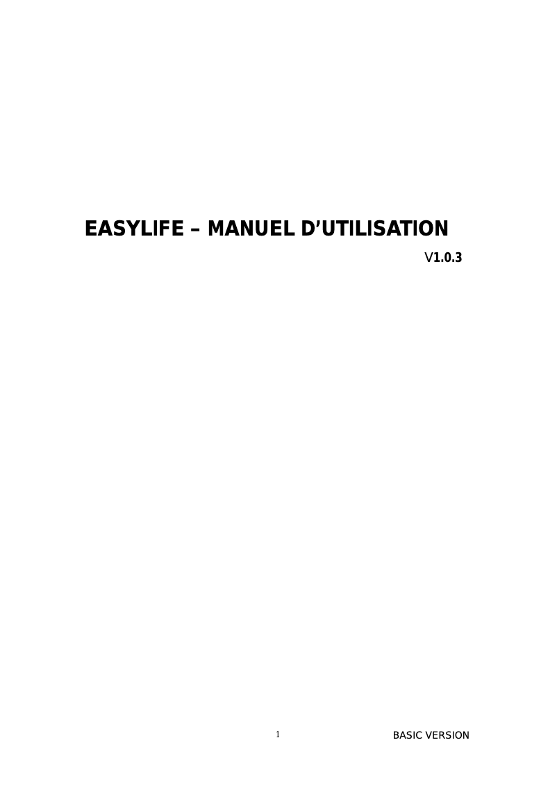 Page n°1 - Manuel utilisateur ITTM EasyLife