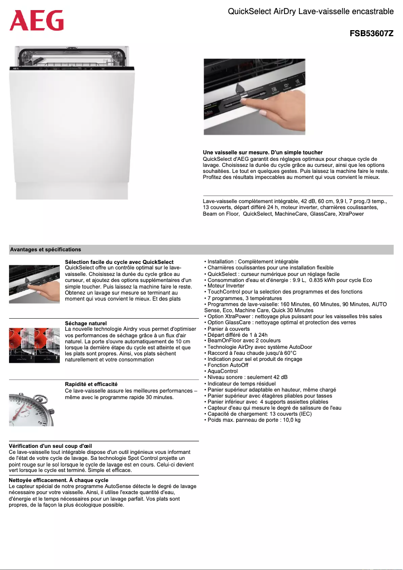 Page n°1 - Fiche technique AEG FSB53607Z