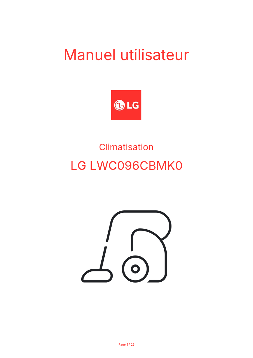 Page n°1 - Manuel utilisateur LG LWC096CBMK0