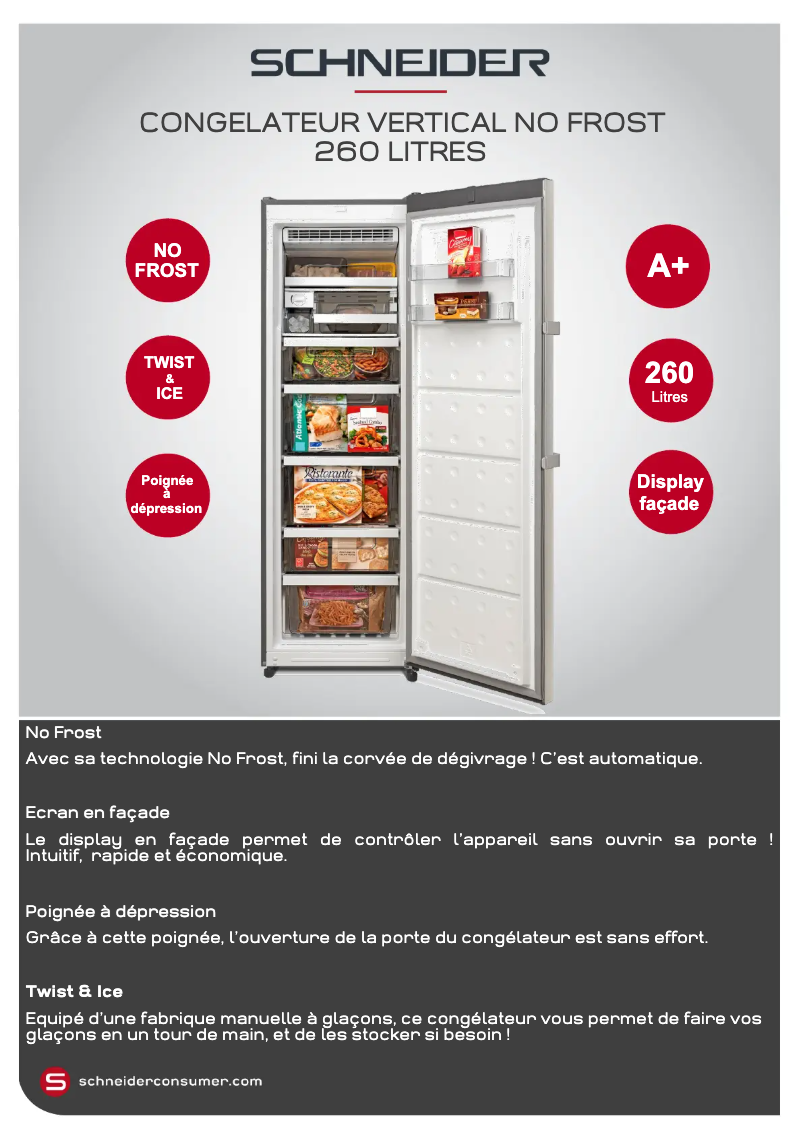 Page 1 de la notice Fiche technique Schneider SCWF260NFIX