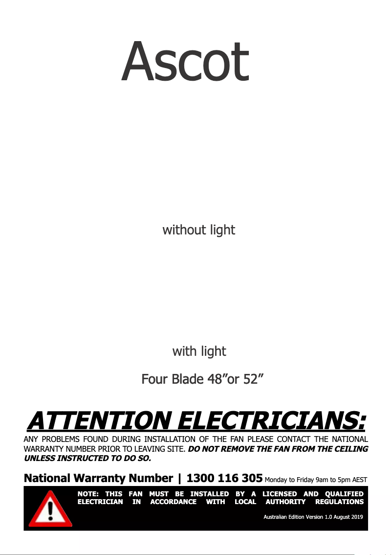 Image de la première page du manuel de l'appareil Ascot