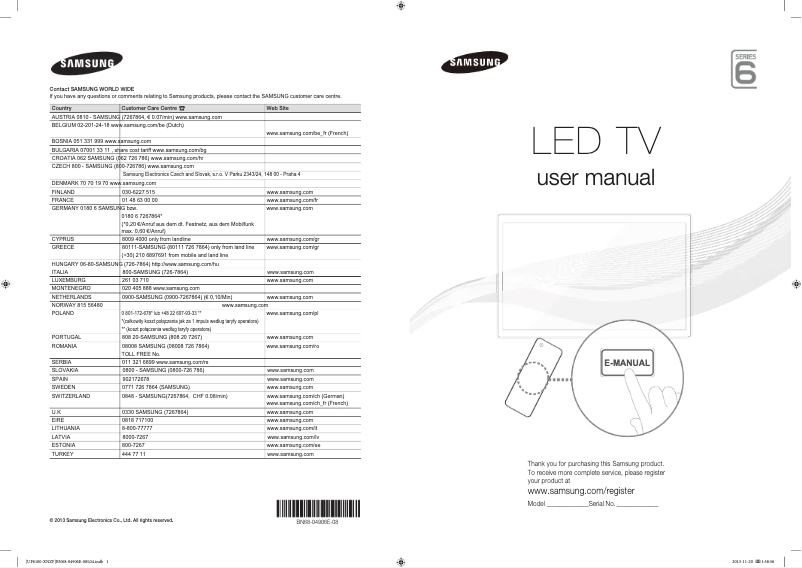 Page 1 of the manual User Manual Samsung UE40F6100AK