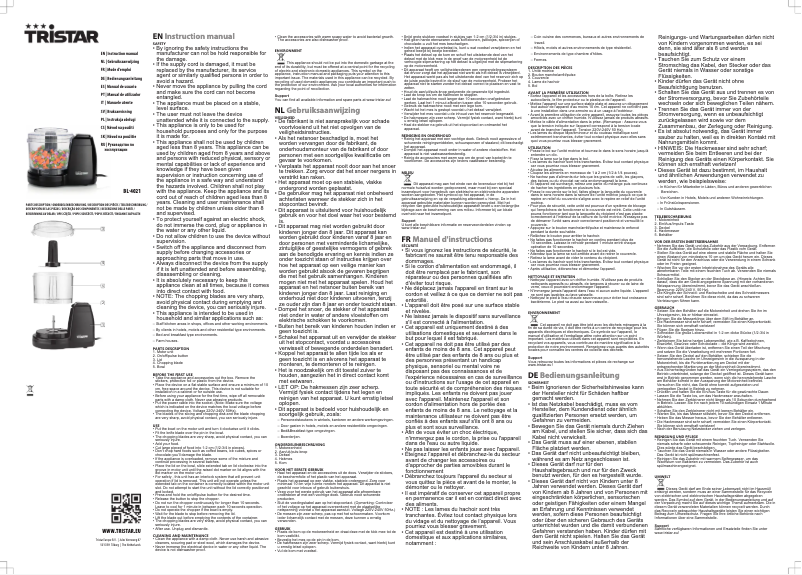 Page n°1 - Manuel utilisateur TriStar BL-4021