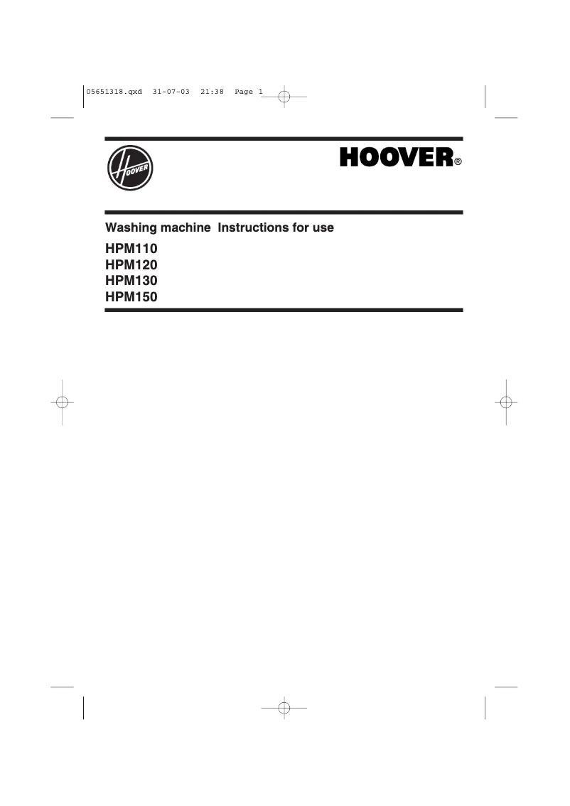 Page n°1 - Manuel utilisateur Hoover HPM 120