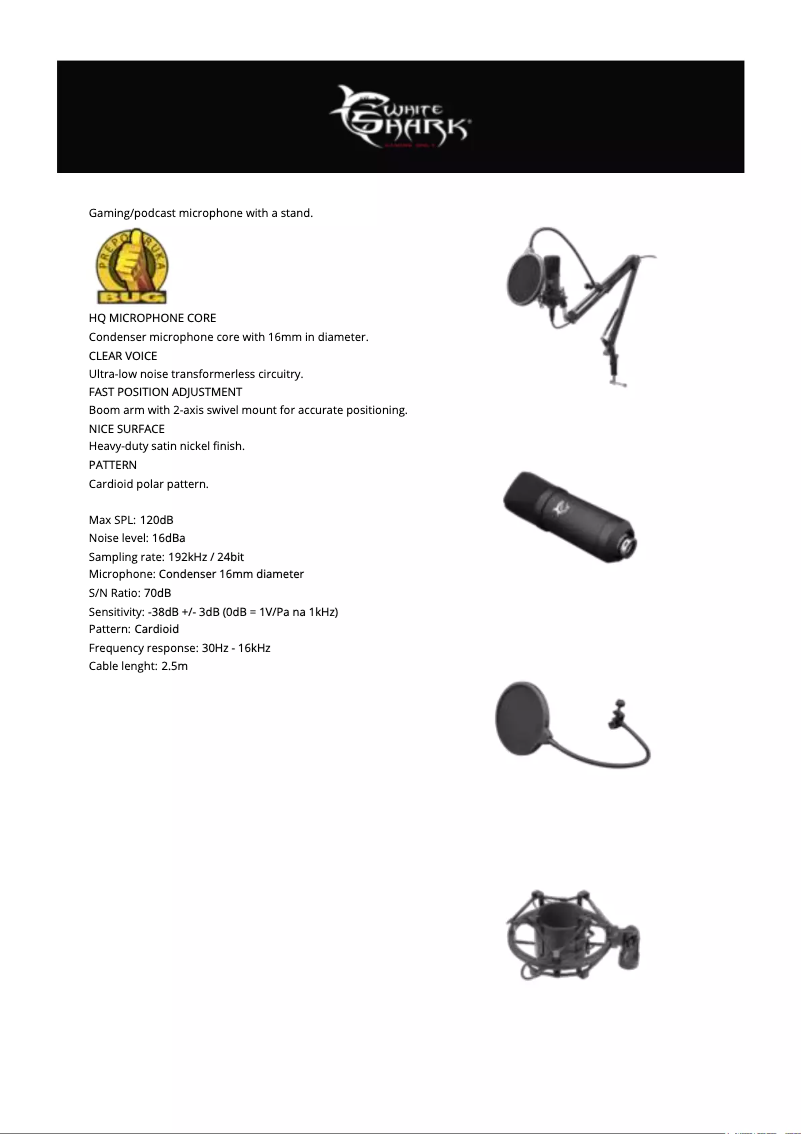 Page 1 de la notice Manuel utilisateur White Shark Zonis DSM-01