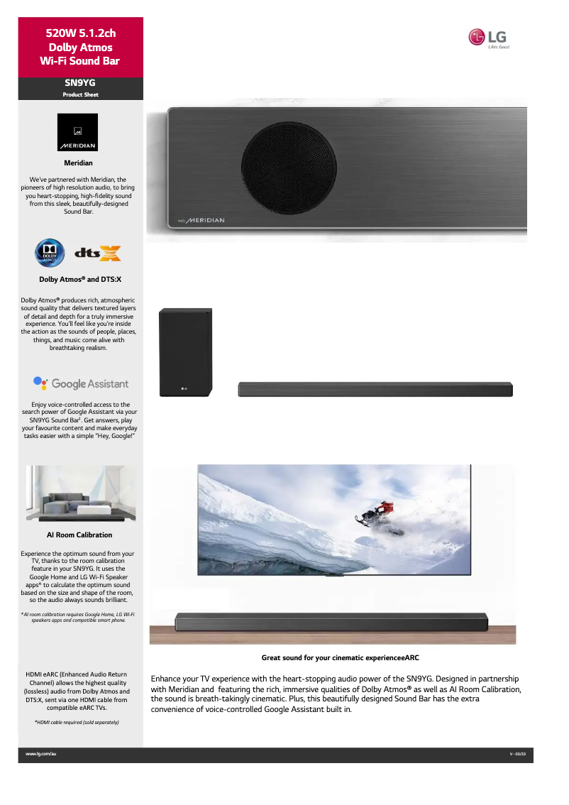 Page 1 de la notice Fiche technique LG SN9YG