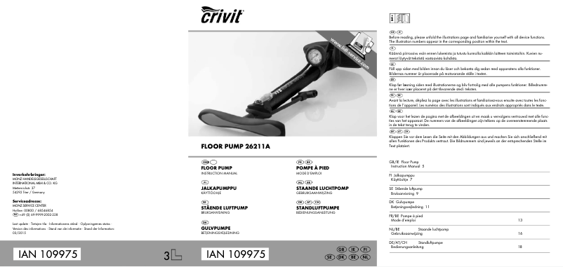 Page 1 de la notice Manuel utilisateur Crivit IAN 109975