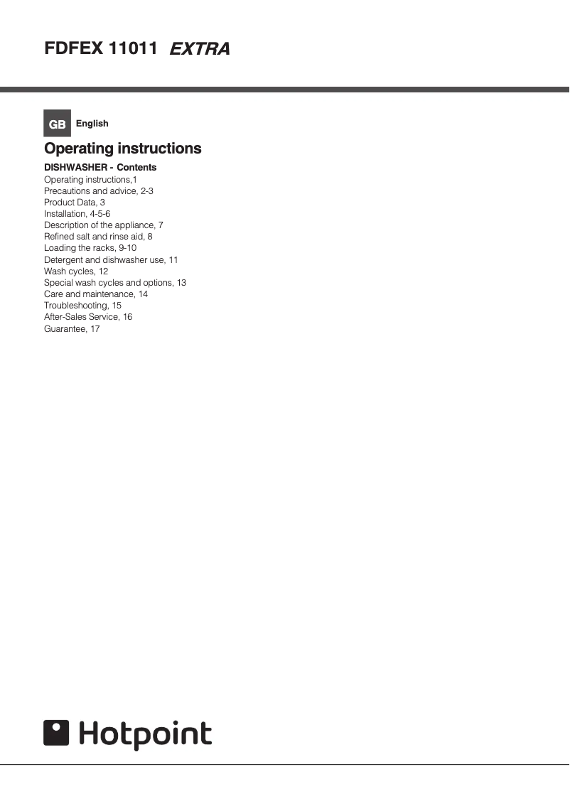 Image de la première page du manuel de l'appareil FDFEX 11011 G Extra