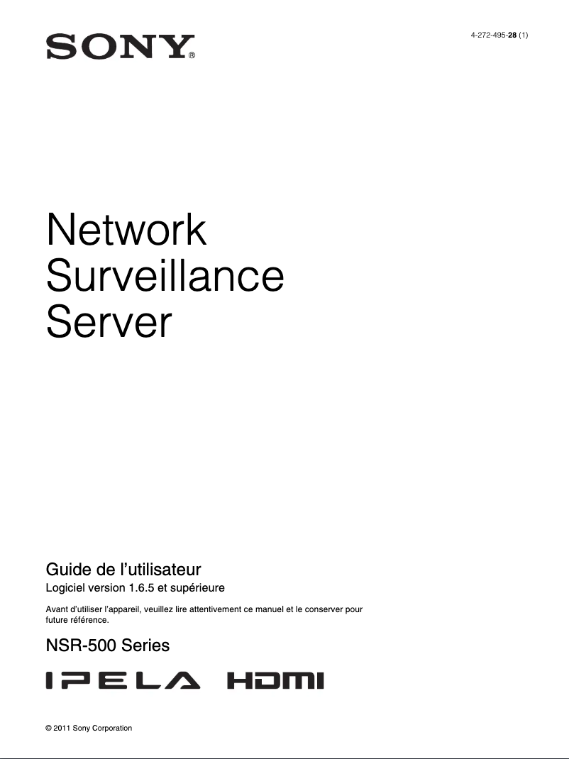 Page 1 de la notice Manuel utilisateur Sony NSR-500