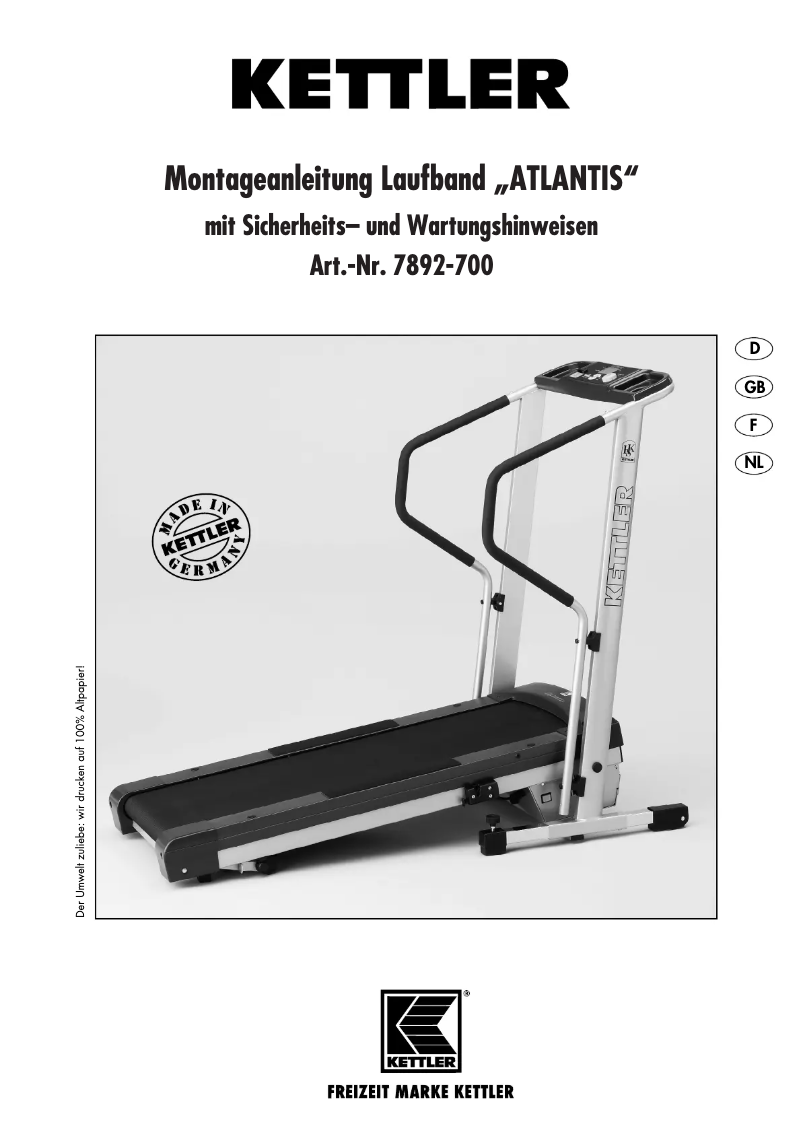 Page 1 de la notice Manuel utilisateur Kettler Atlantis