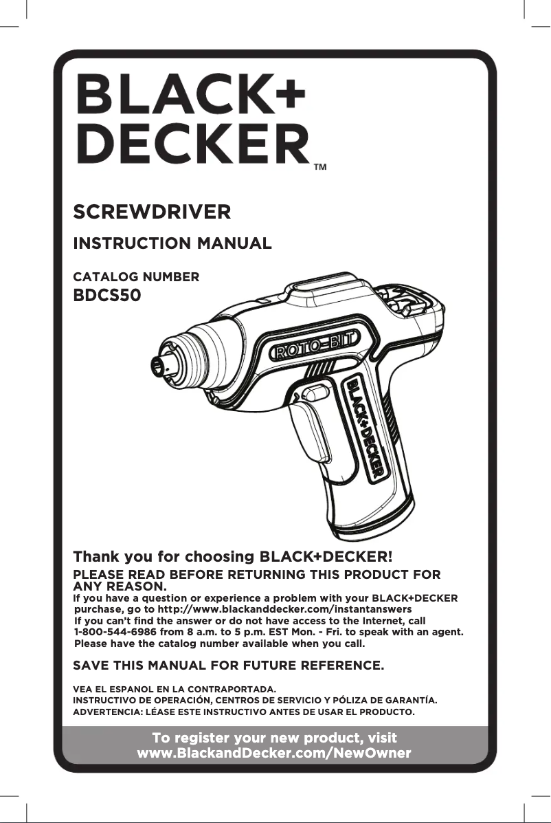 Page n°1 - Manuel utilisateur Black & Decker BDCS50