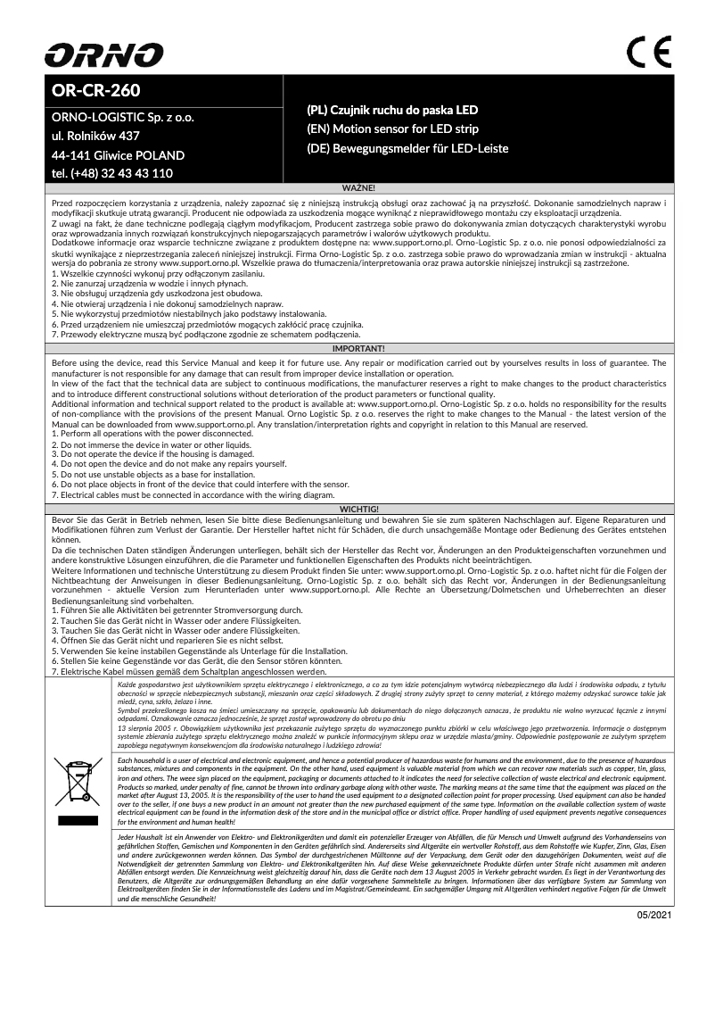 Página 1 del manual Manual de usuario ORNO OR-CR-260