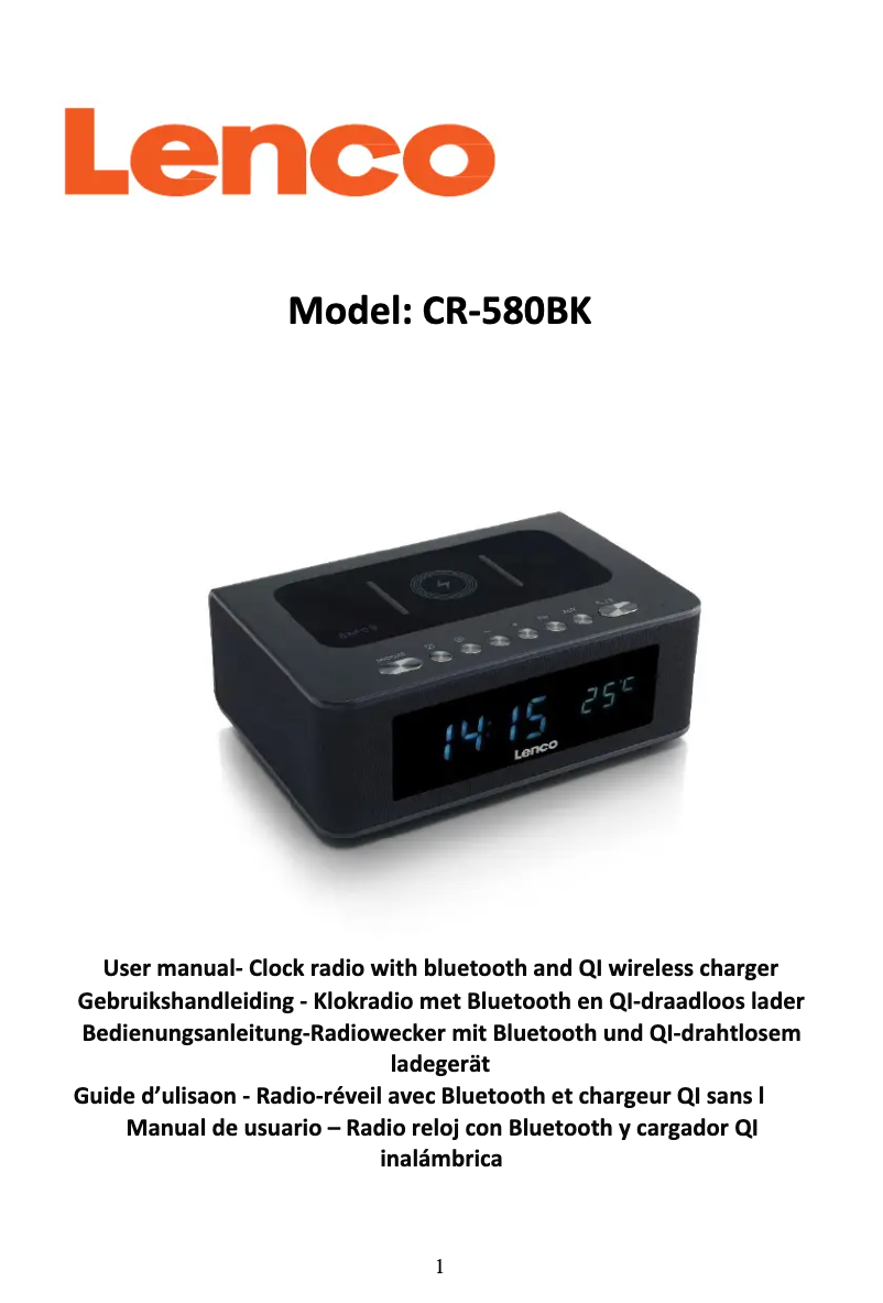 Page 1 de la notice Manuel utilisateur Lenco CR-580BK