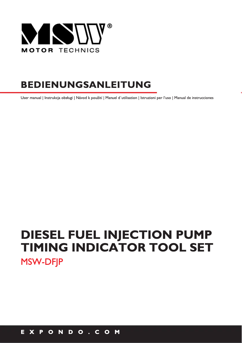 Page 1 de la notice Manuel utilisateur MSW MSW-DFJP