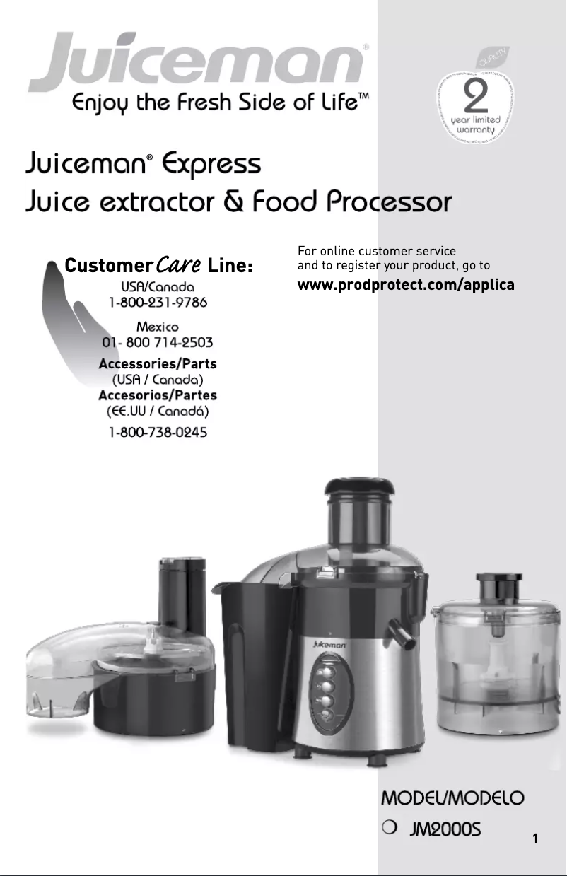 Page n°1 - Manuel utilisateur Juiceman JM2000S